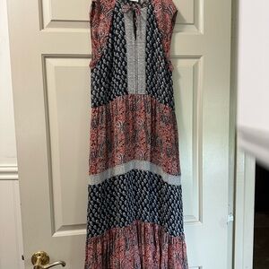 Georgette Tropez Midi Paisley Dress Red and Blue Ulla Johnson